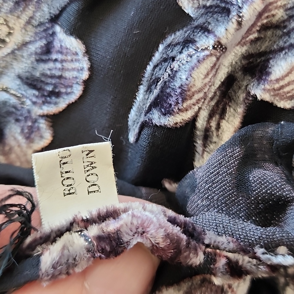 Formal scarf Black silver pure silk mesh chiffon rayon silver embroidery 170x50 - Picture 4 of 8